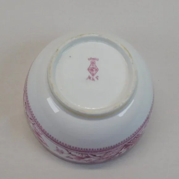 Meigh Forester Congo Fine China White Pink Gold Trim Round Bowl 4 1/8" Antique - Picture 7 of 9